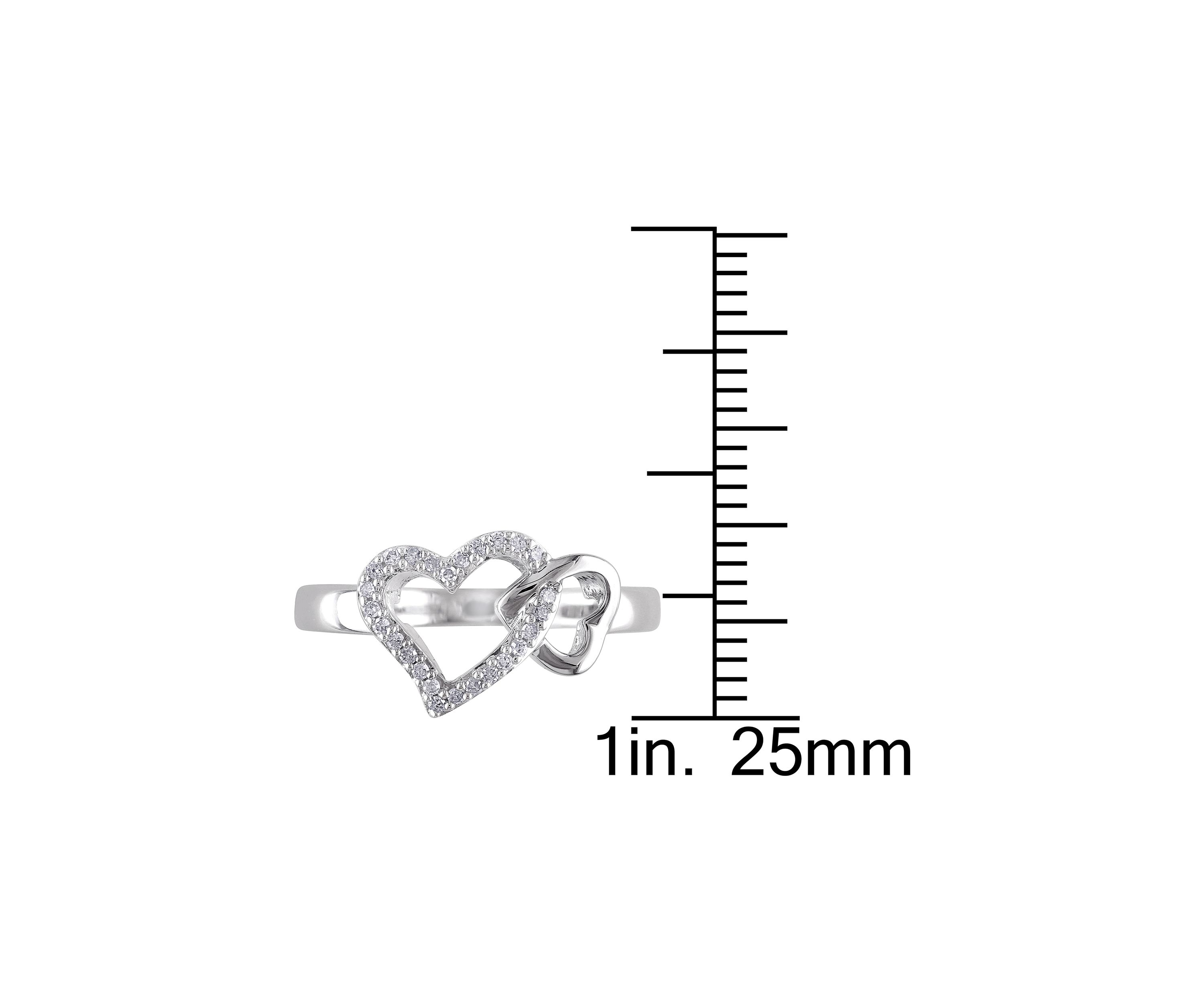 1/10 ct. t.w.Diamond Double Heart Interlocked Ring In Sterling Silver