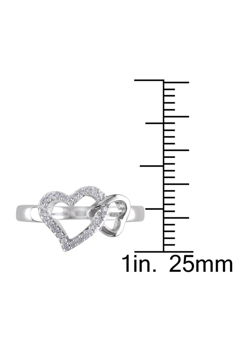 1/10 ct. t.w.Diamond Double Heart Interlocked Ring In Sterling Silver
