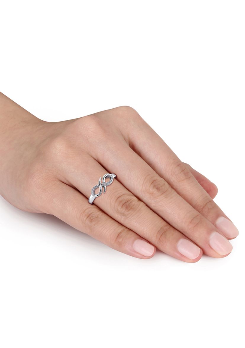 Diamond Infinity Ring In Sterling Silver
