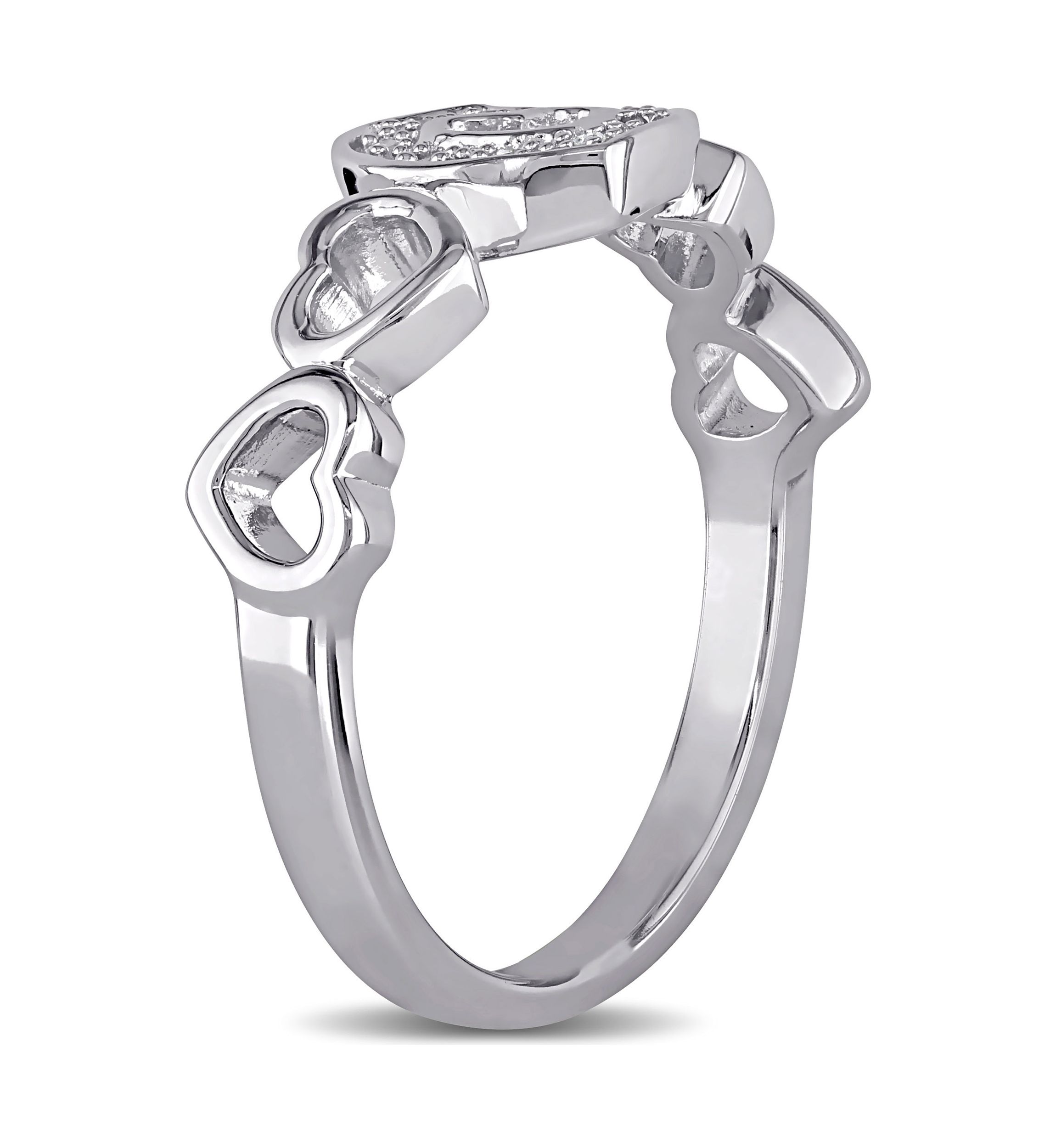 Diamond Heart Ring In Sterling Silver