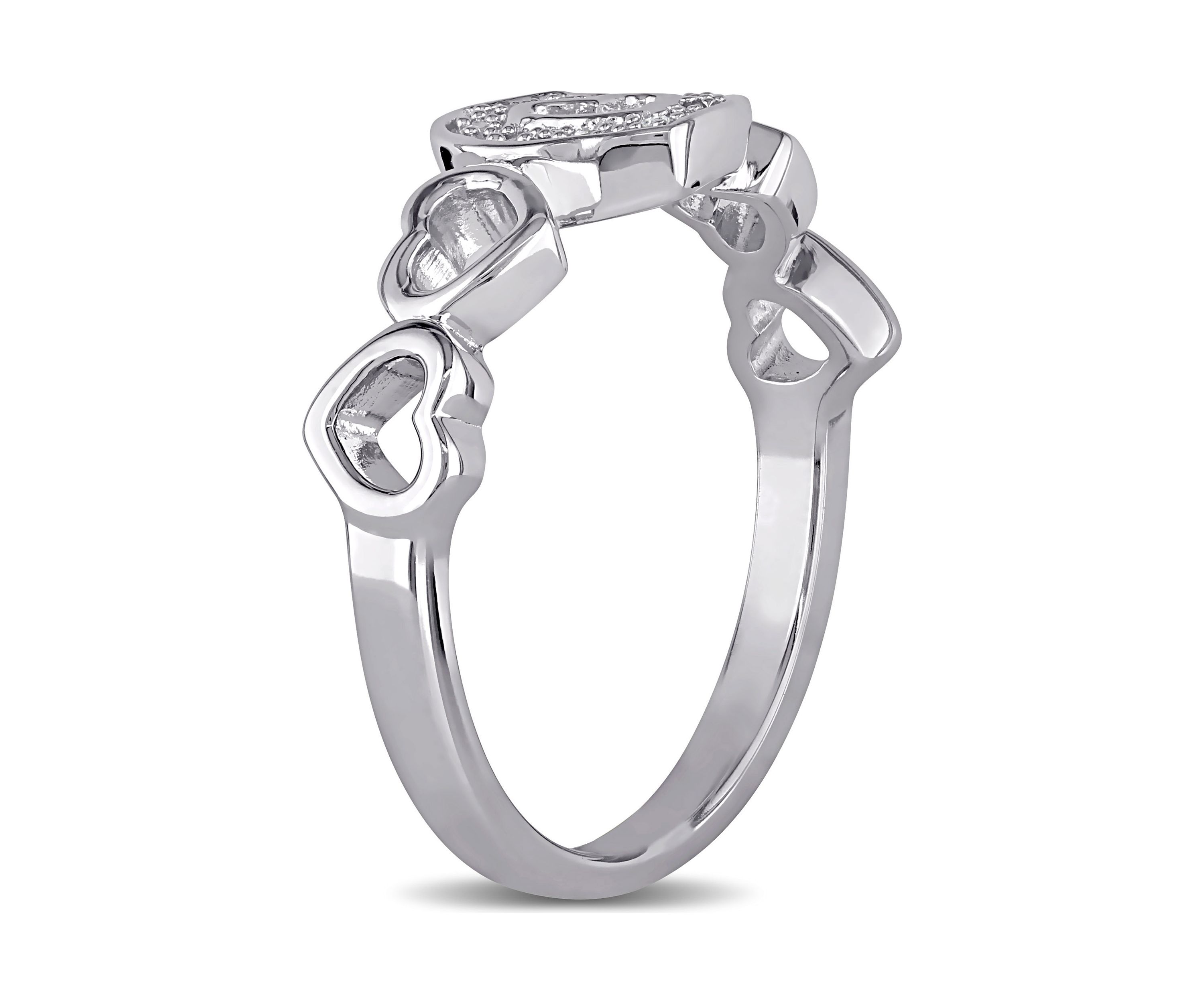 Diamond Heart Ring In Sterling Silver