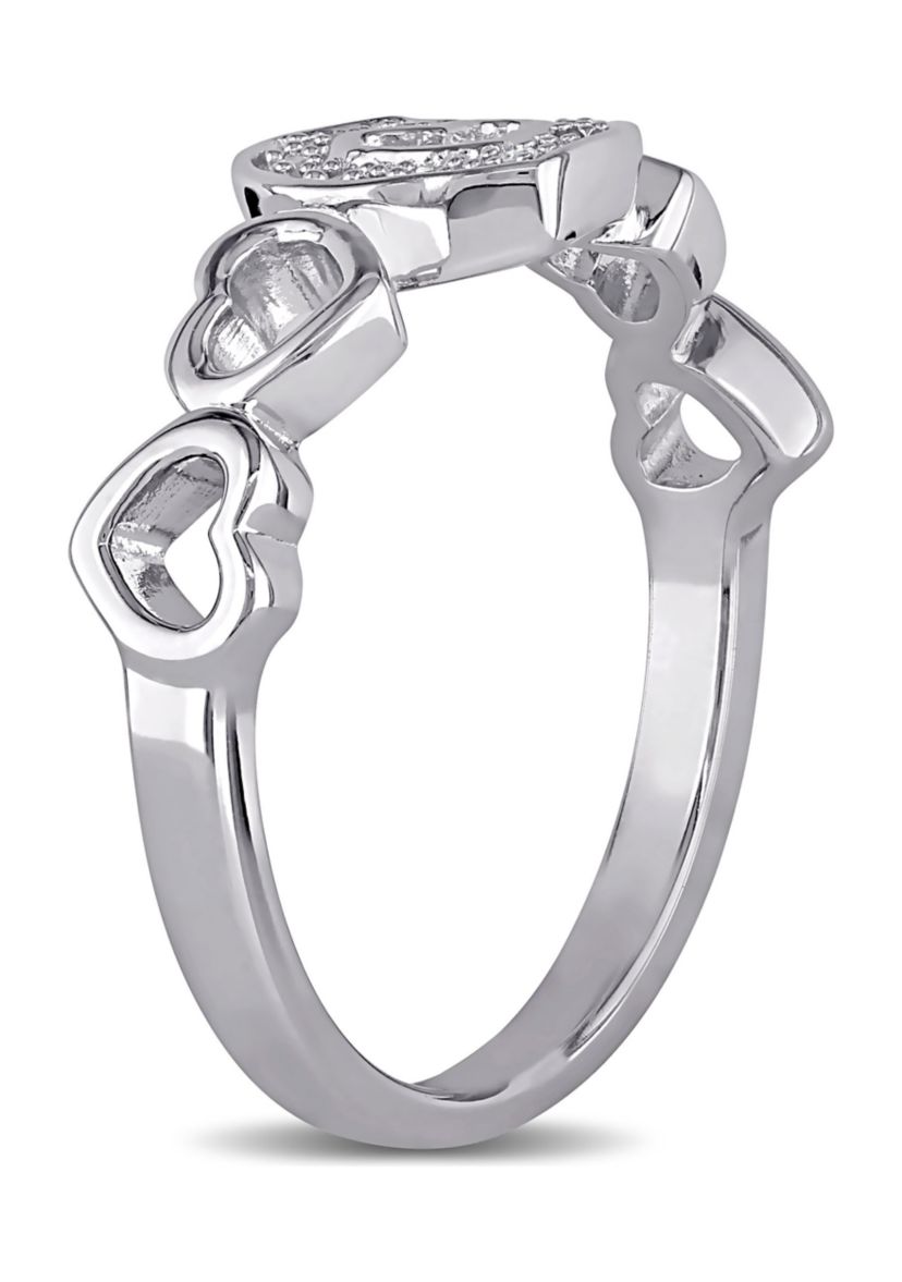 Diamond Heart Ring In Sterling Silver