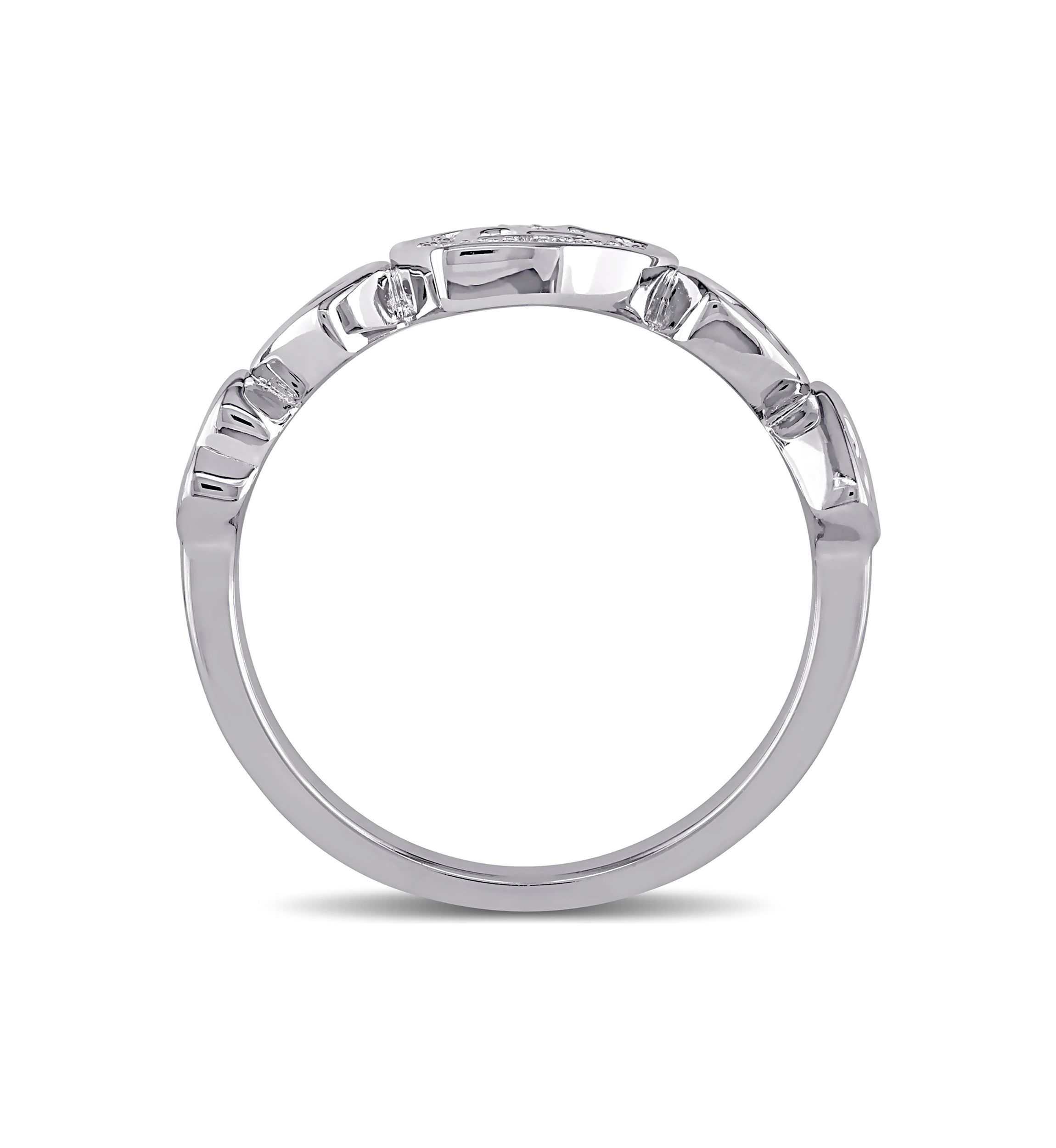 Diamond Heart Ring In Sterling Silver