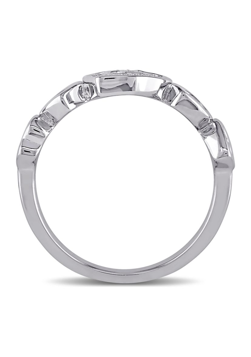 Diamond Heart Ring In Sterling Silver
