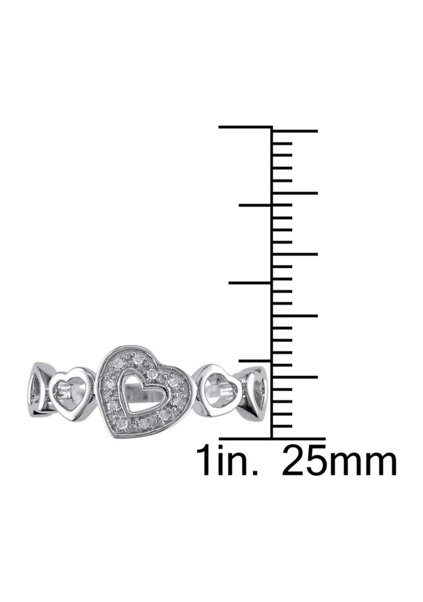 Diamond Heart Ring In Sterling Silver