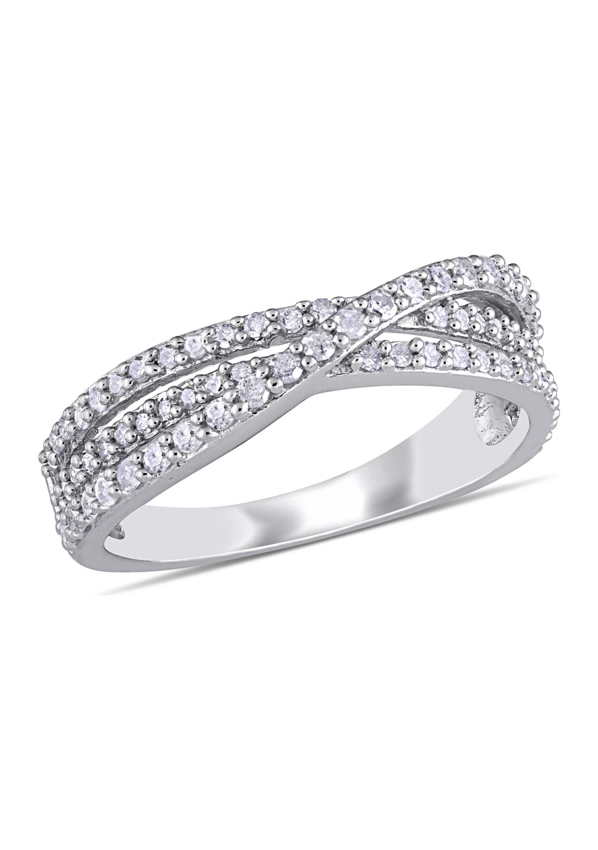 1/2 ct. t.w. Diamond Crossover Ring In Sterling Silver
