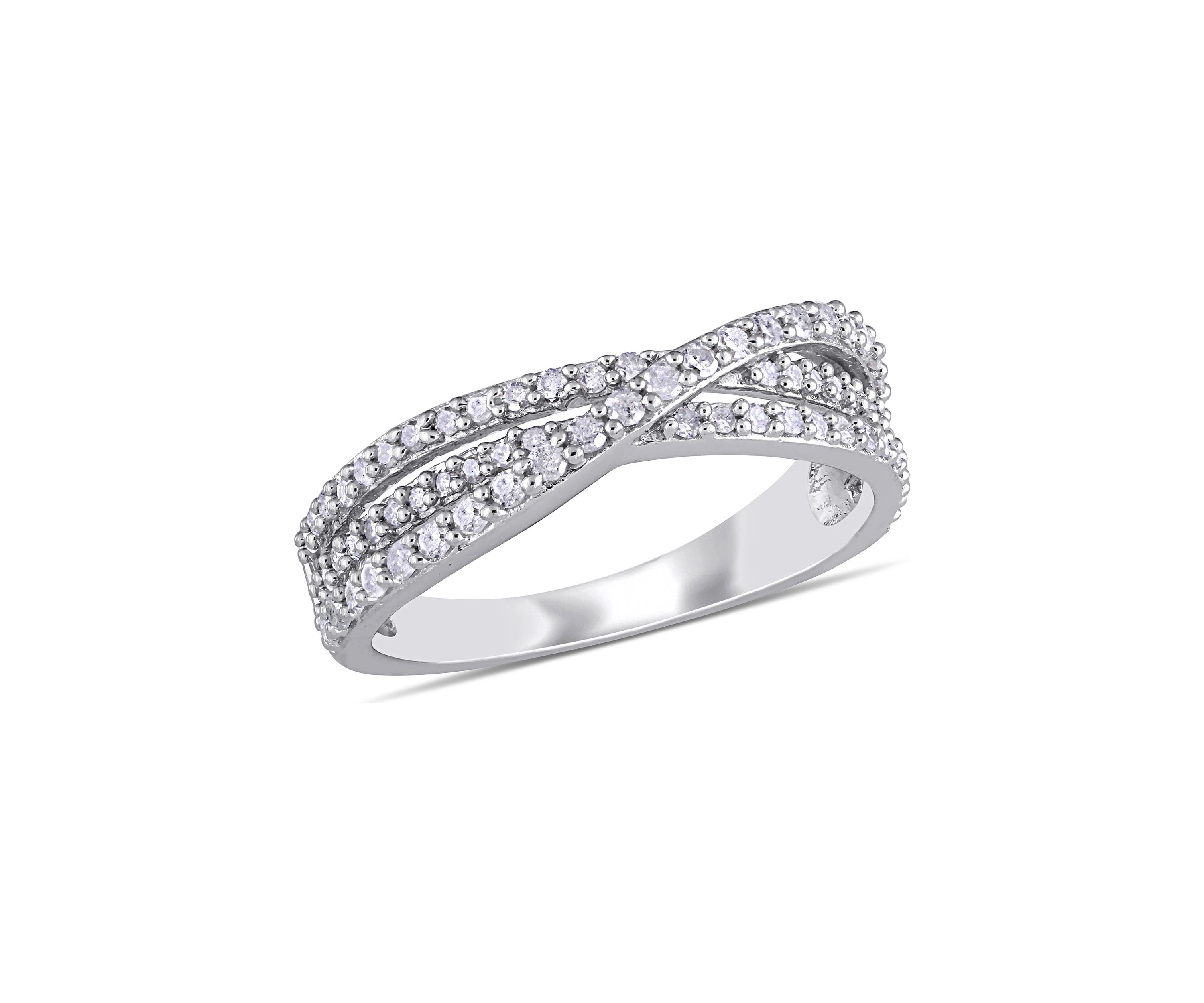 1/2 ct. t.w. Diamond Crossover Ring In Sterling Silver