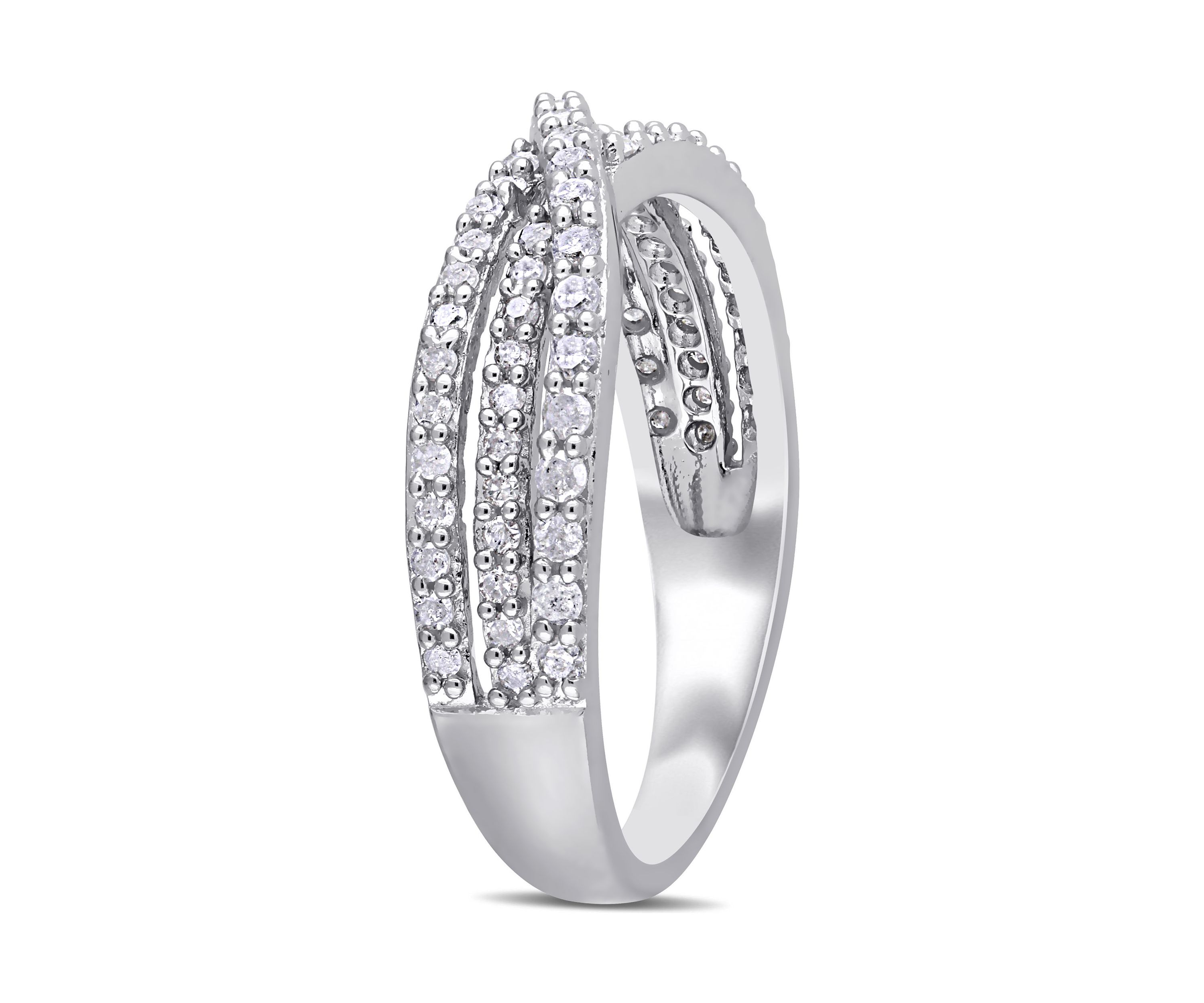 1/2 ct. t.w. Diamond Crossover Ring In Sterling Silver