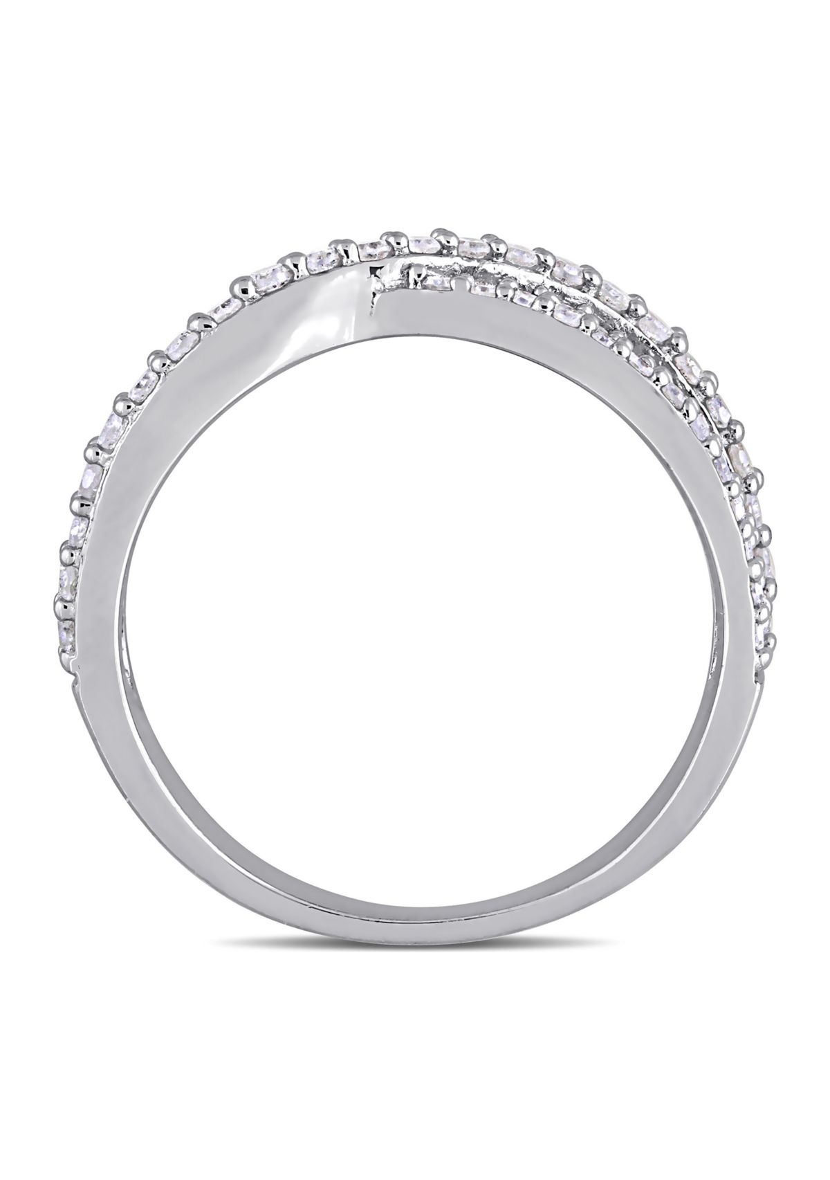 1/2 ct. t.w. Diamond Crossover Ring In Sterling Silver