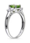 Oval Peridot and Created White Sapphire 3-Stone Ring in Sterling Silver