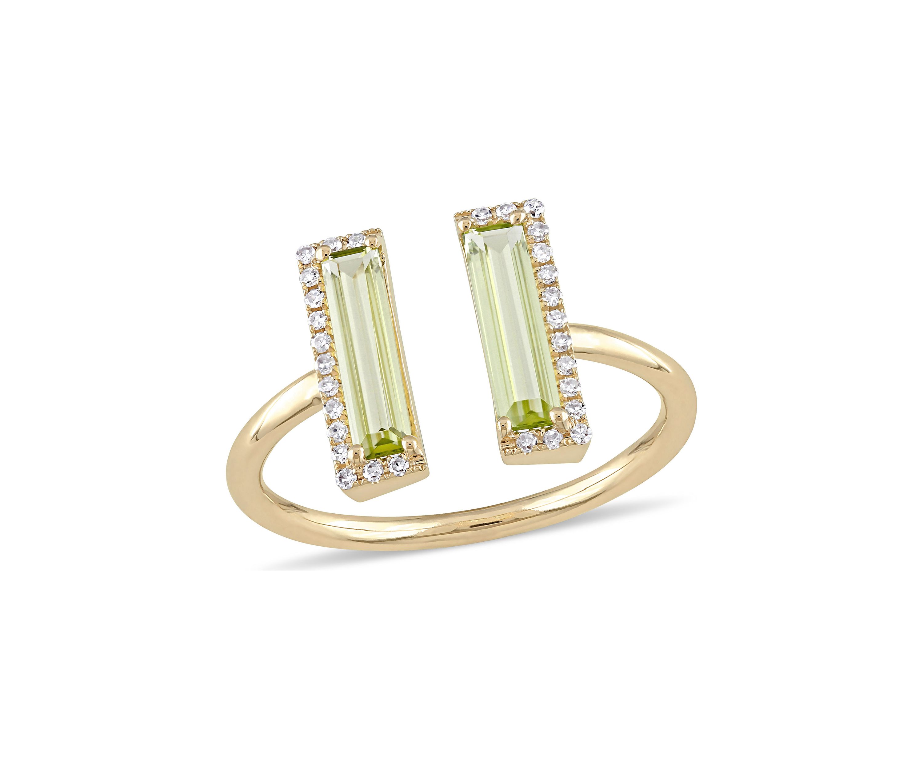 1 ct. t.w. Peridot and 1/10 ct. t.w. Diamond Open Ring In 14K Yellow Gold