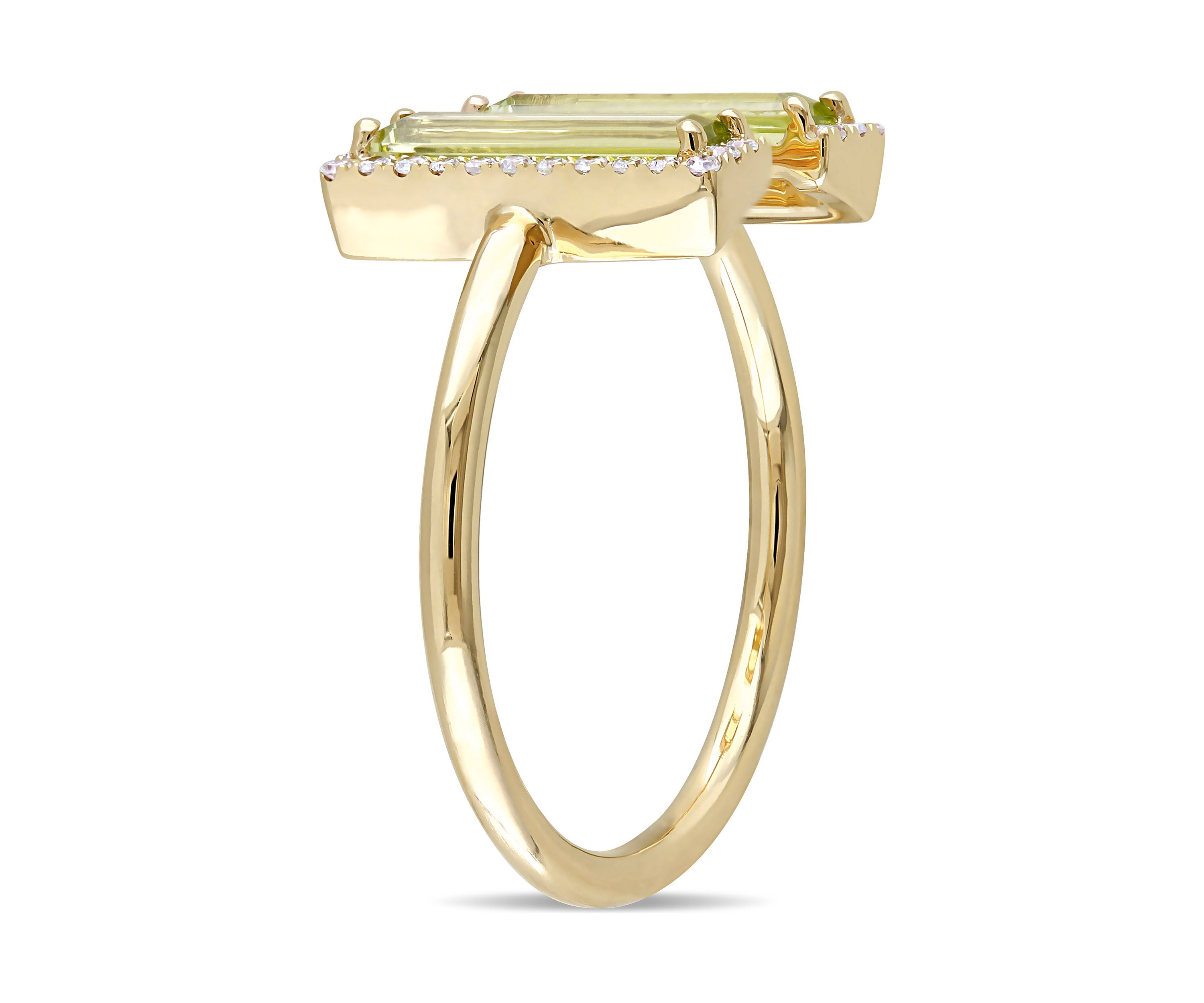 1 ct. t.w. Peridot and 1/10 ct. t.w. Diamond Open Ring In 14K Yellow Gold