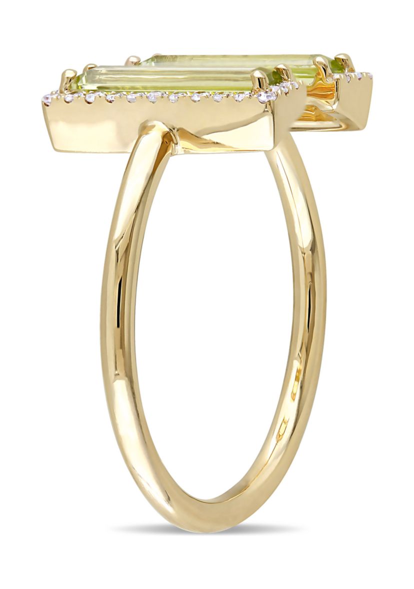 1 ct. t.w. Peridot and 1/10 ct. t.w. Diamond Open Ring In 14K Yellow Gold
