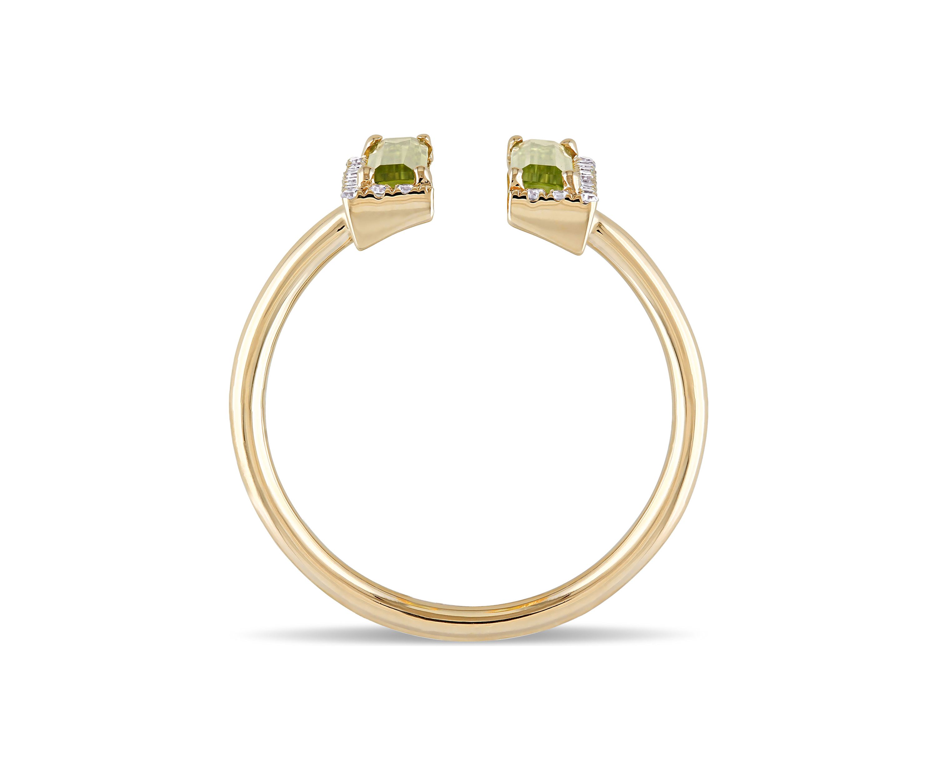 1 ct. t.w. Peridot and 1/10 ct. t.w. Diamond Open Ring In 14K Yellow Gold