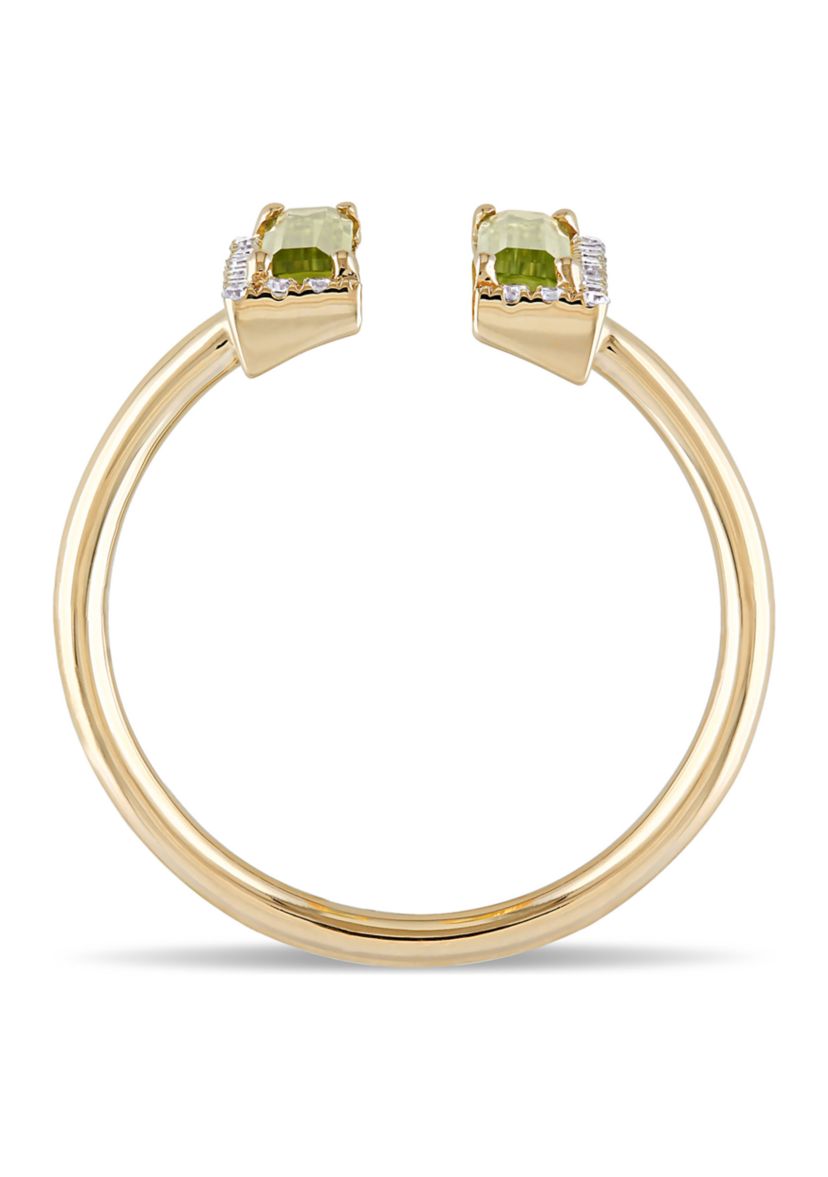 1 ct. t.w. Peridot and 1/10 ct. t.w. Diamond Open Ring In 14K Yellow Gold