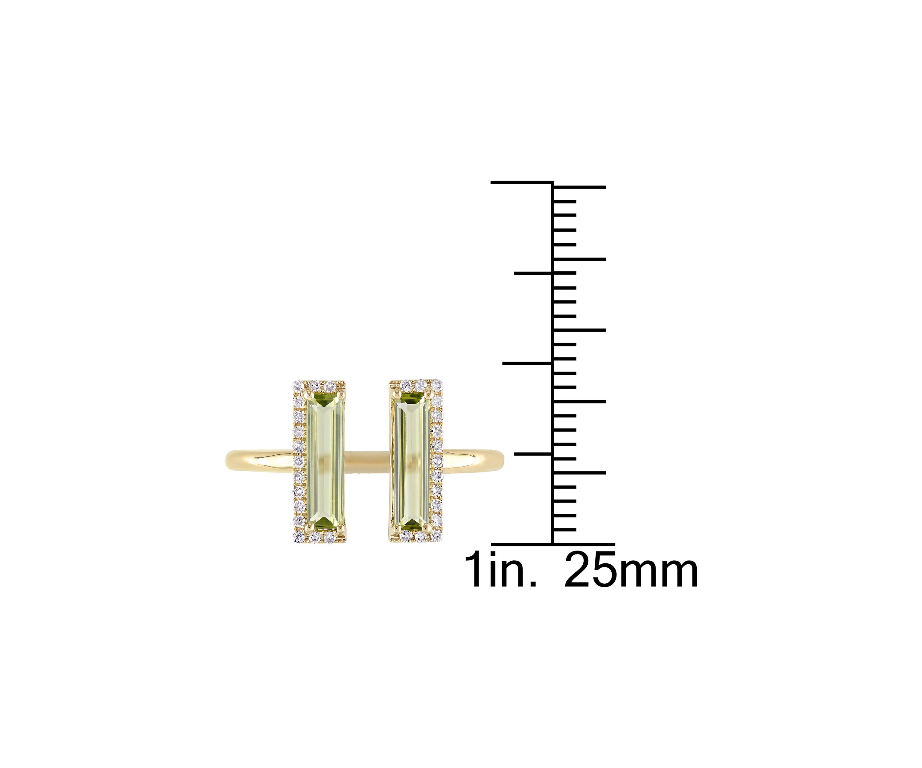 1 ct. t.w. Peridot and 1/10 ct. t.w. Diamond Open Ring In 14K Yellow Gold
