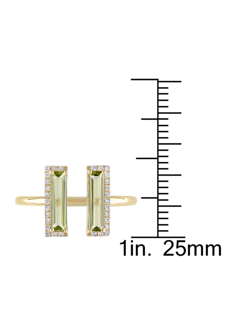 1 ct. t.w. Peridot and 1/10 ct. t.w. Diamond Open Ring In 14K Yellow Gold