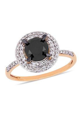 Belk & Co 1.62 Ct. T.w. Black And White Diamond Double Halo Engagement Ring In 14K Rose Gold, 8 -  0686692415256