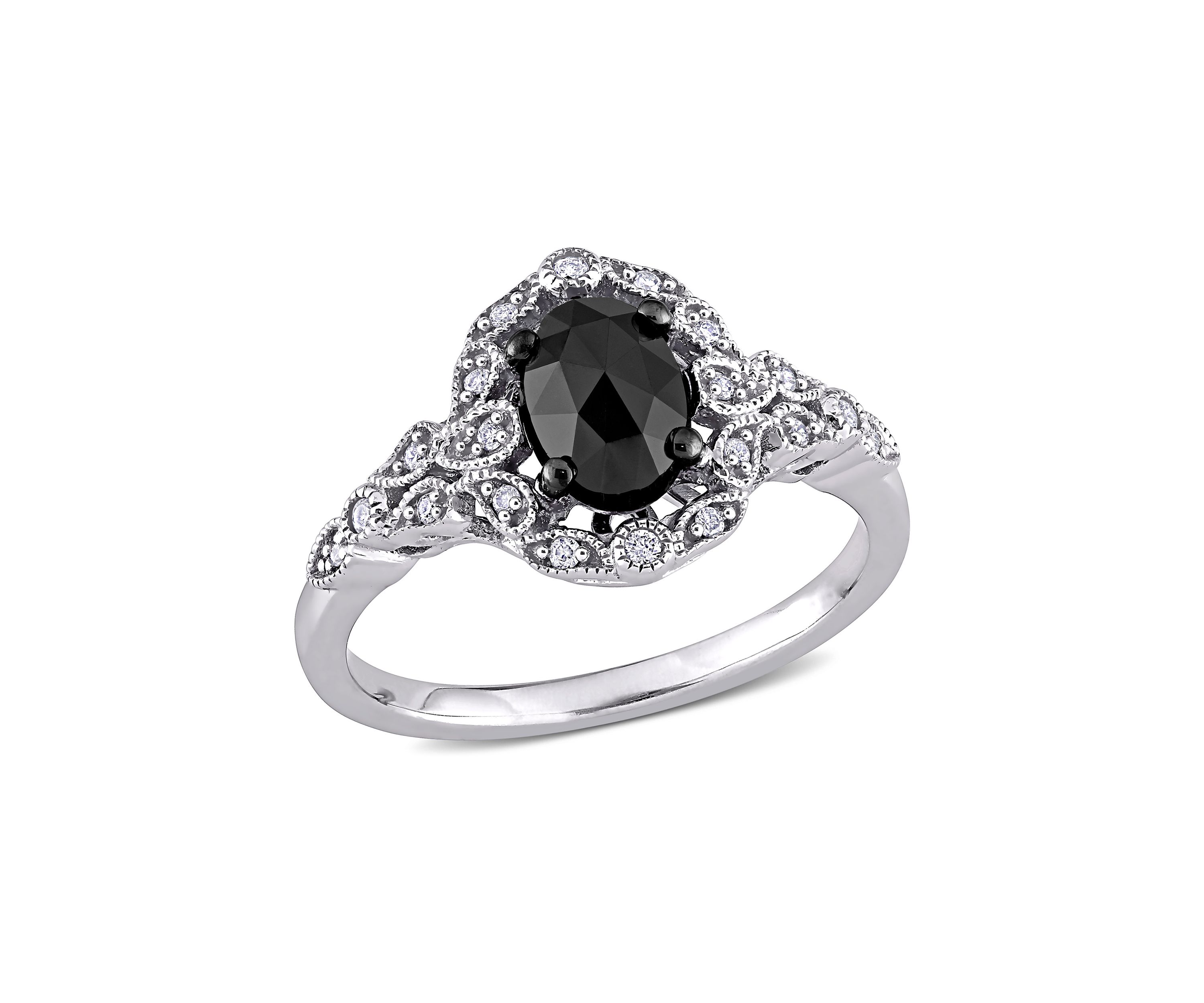 Belk & Co. 1 ct. t.w. Black and White Diamond Cluster Ring in 14k White ...