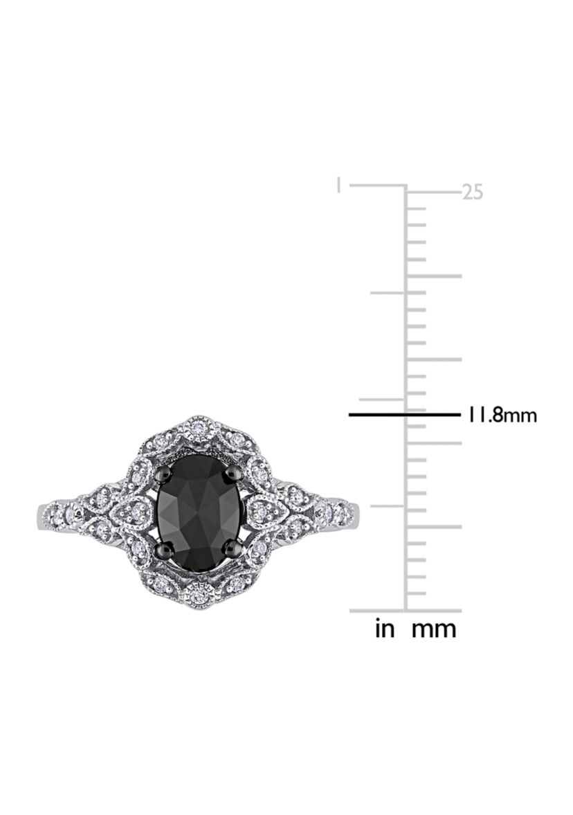 1 ct. t.w. Black and White Diamond Cluster Ring in 14k White Gold