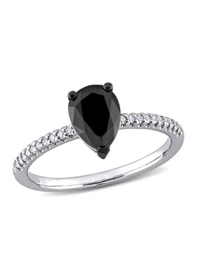 Belk & Co 1.1 Ct. T.w. Black And White Diamond Teardrop Engagement Ring In 14K White Gold, 8 -  0686692415201