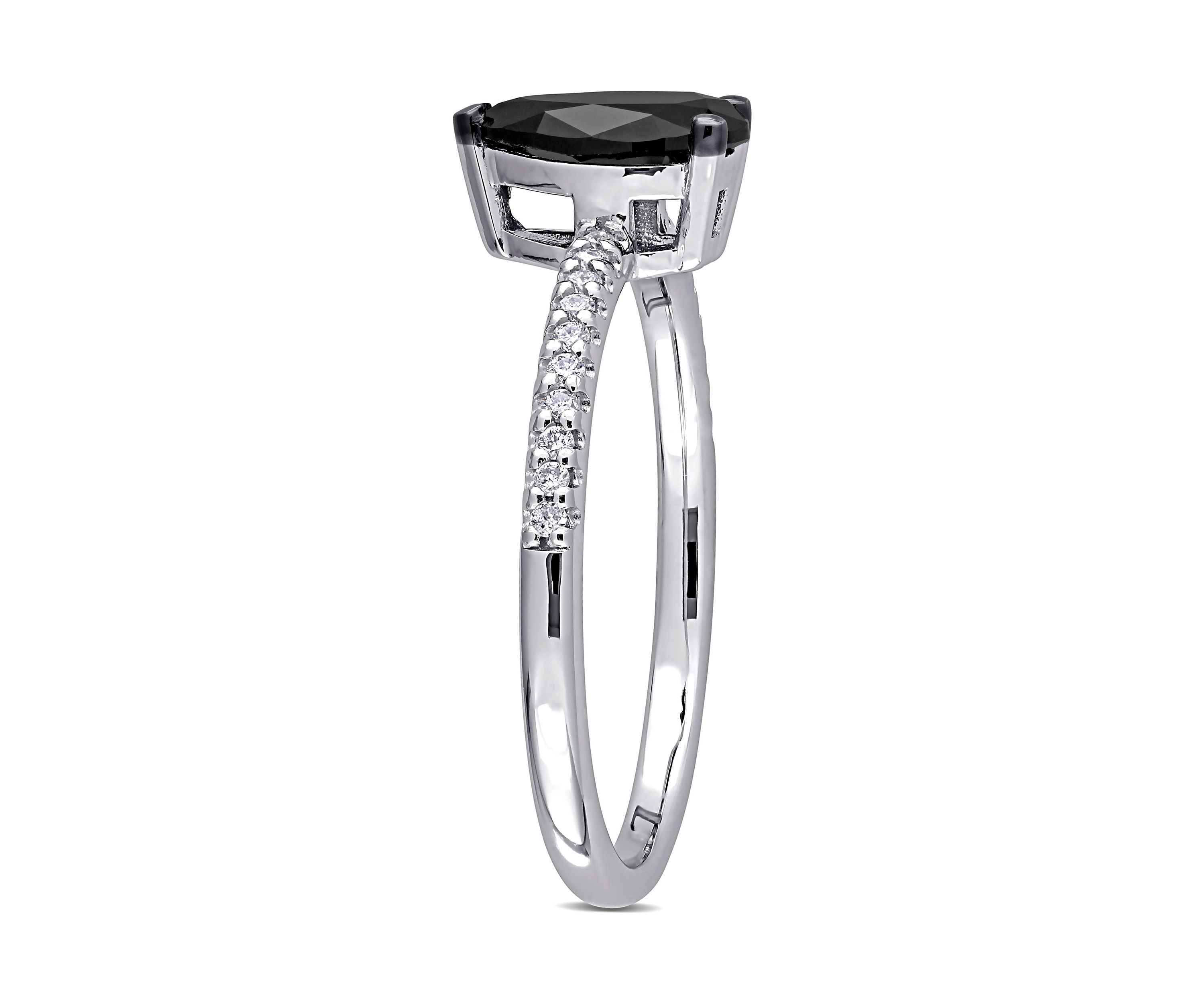 1.1 ct. t.w. Black and White Diamond Teardrop Engagement Ring in 14k White Gold