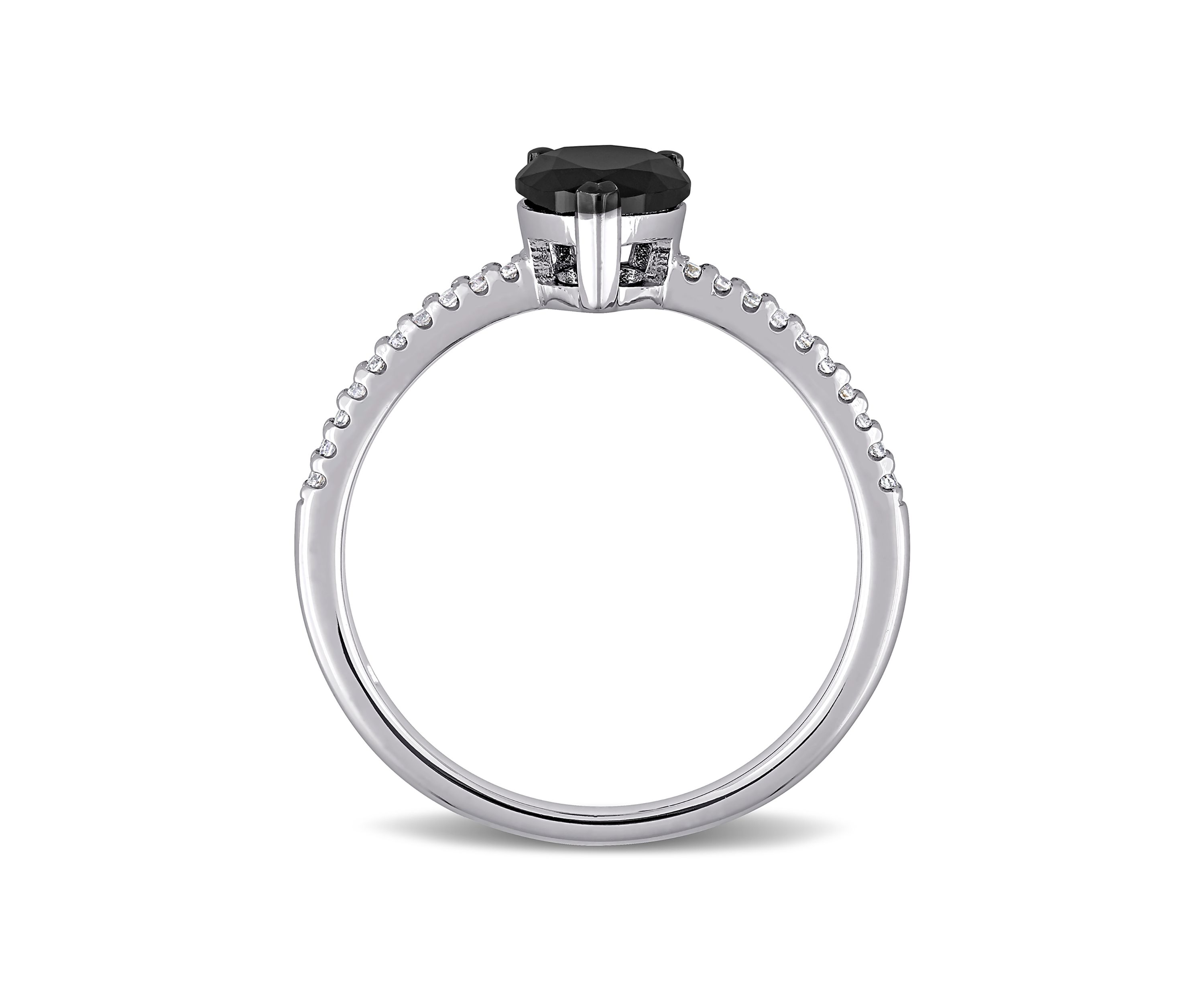 1.1 ct. t.w. Black and White Diamond Teardrop Engagement Ring in 14k White Gold