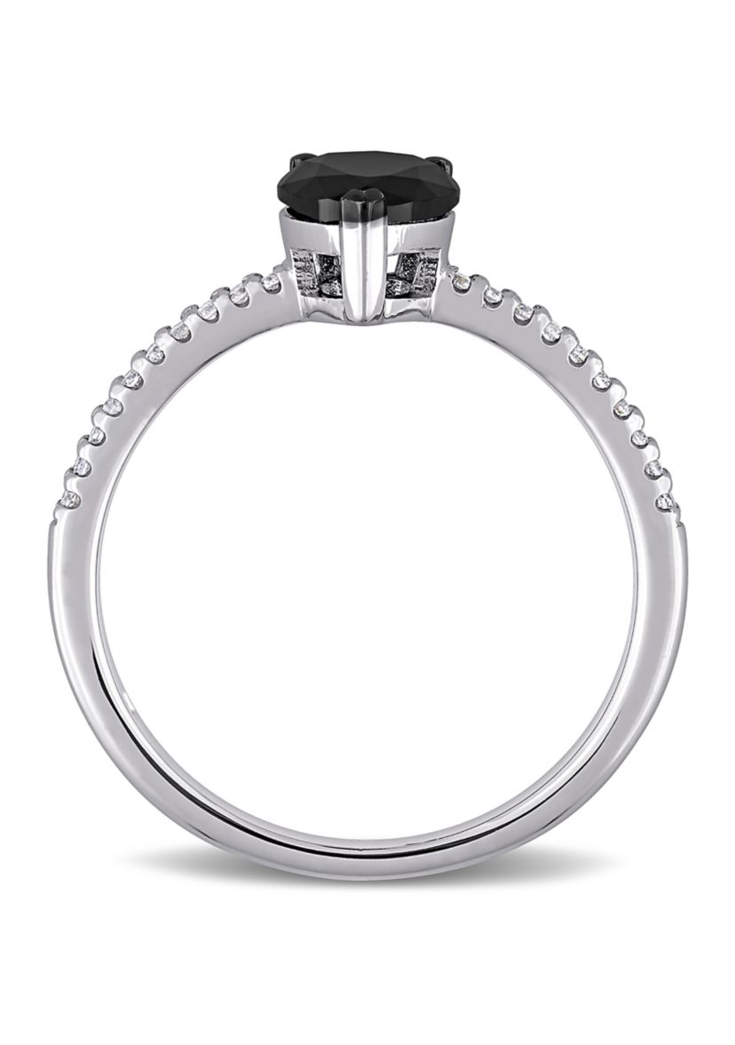 1.1 ct. t.w. Black and White Diamond Teardrop Engagement Ring in 14k White Gold