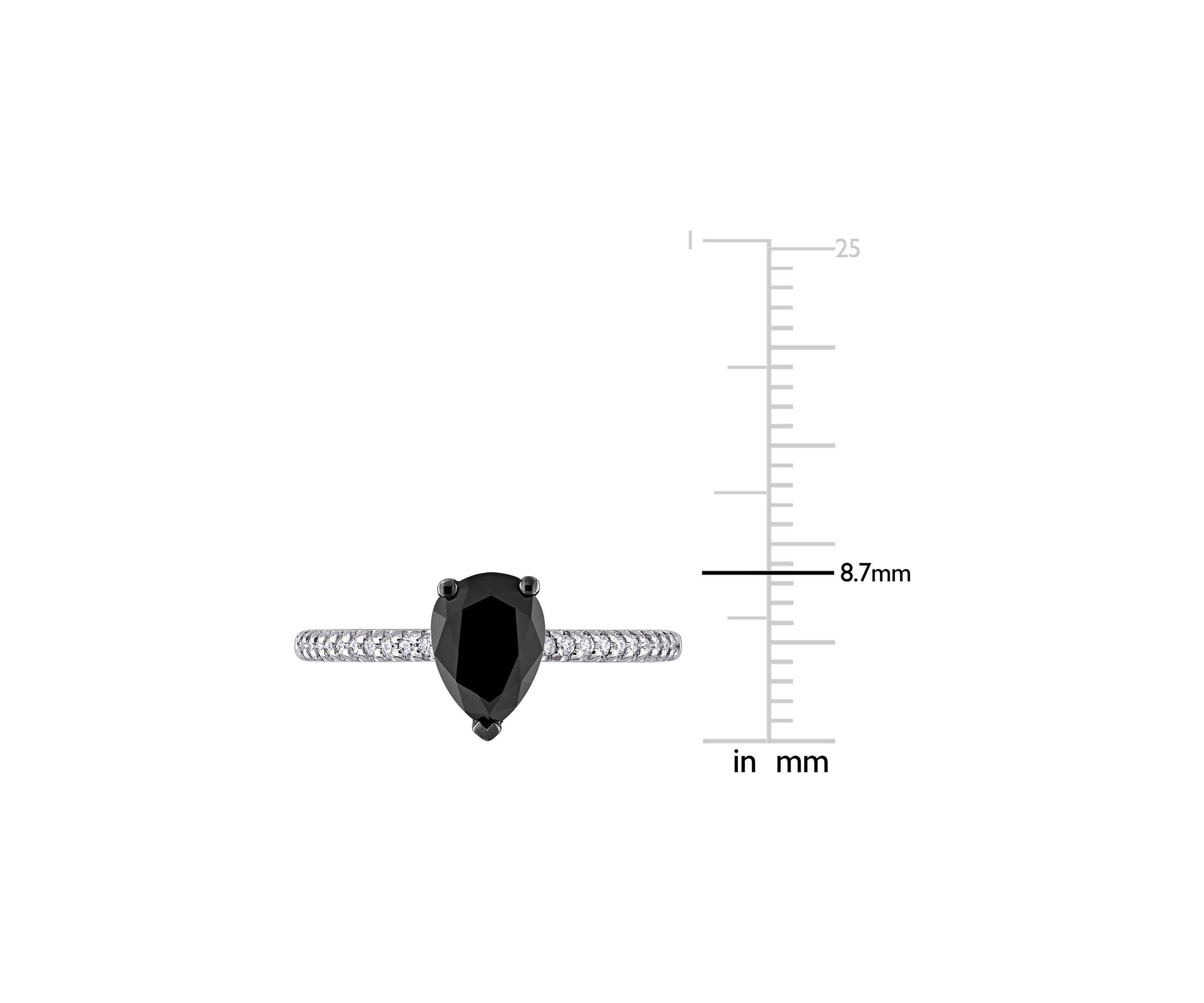 1.1 ct. t.w. Black and White Diamond Teardrop Engagement Ring in 14k White Gold