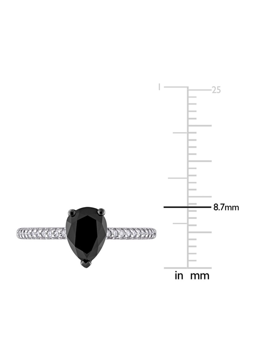 1.1 ct. t.w. Black and White Diamond Teardrop Engagement Ring in 14k White Gold