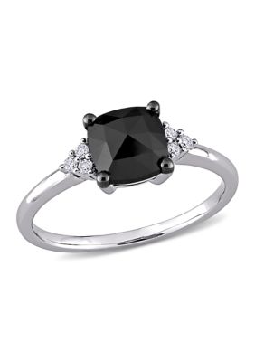 Belk & Co 1.3 Ct. T.w. Black And White Diamond Cushion Engagement Ring In 14K White Gold