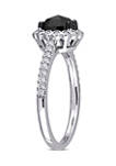 1.2 ct. t.w. Black and White Diamond Oval Halo Engagement Ring in 14k White Gold