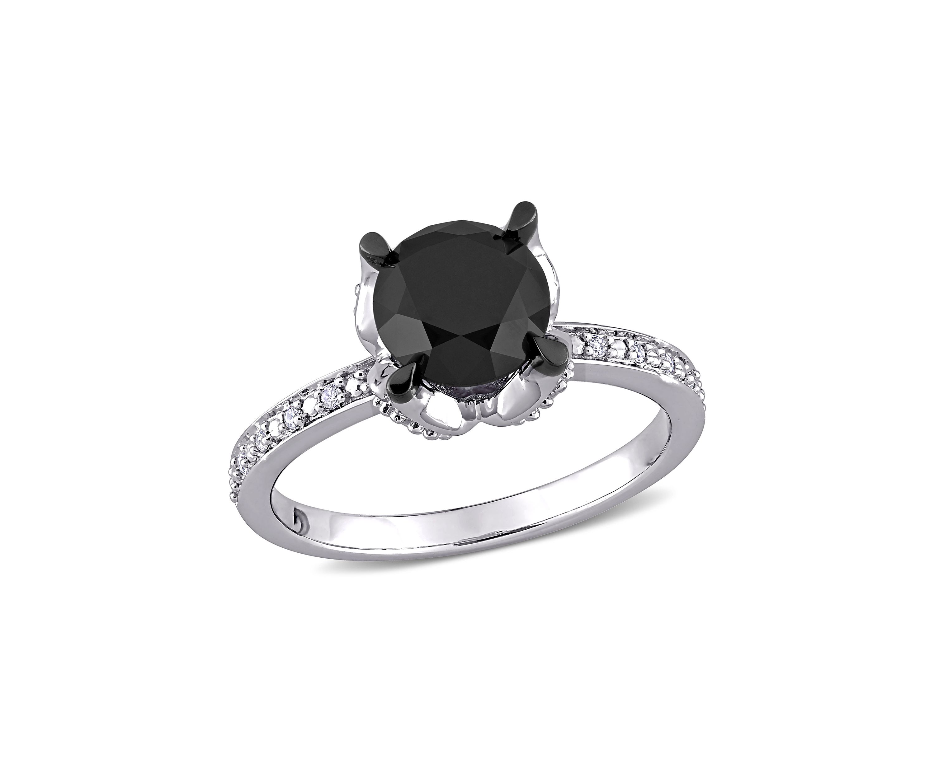 2.06 ct. t.w. Black and White Diamond Engagement Ring in 14k White Gold