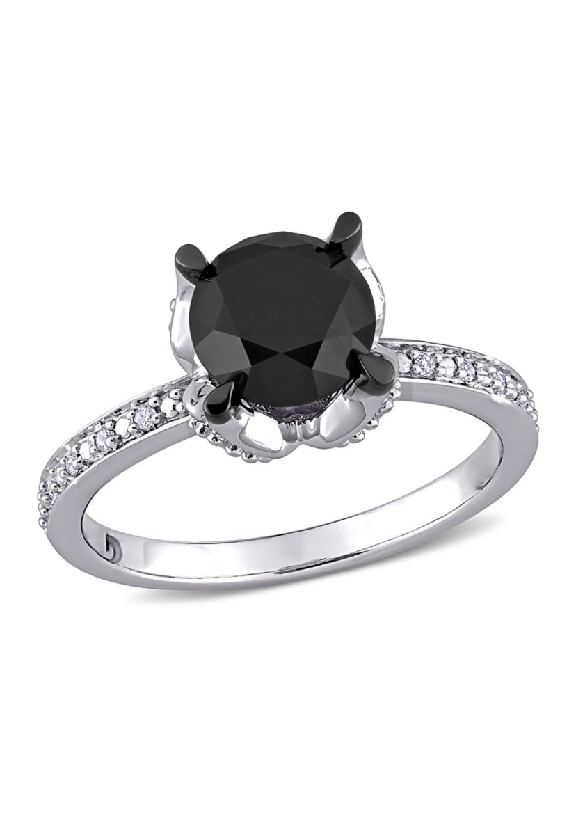 2.06 ct. t.w. Black and White Diamond Engagement Ring in 14k White Gold