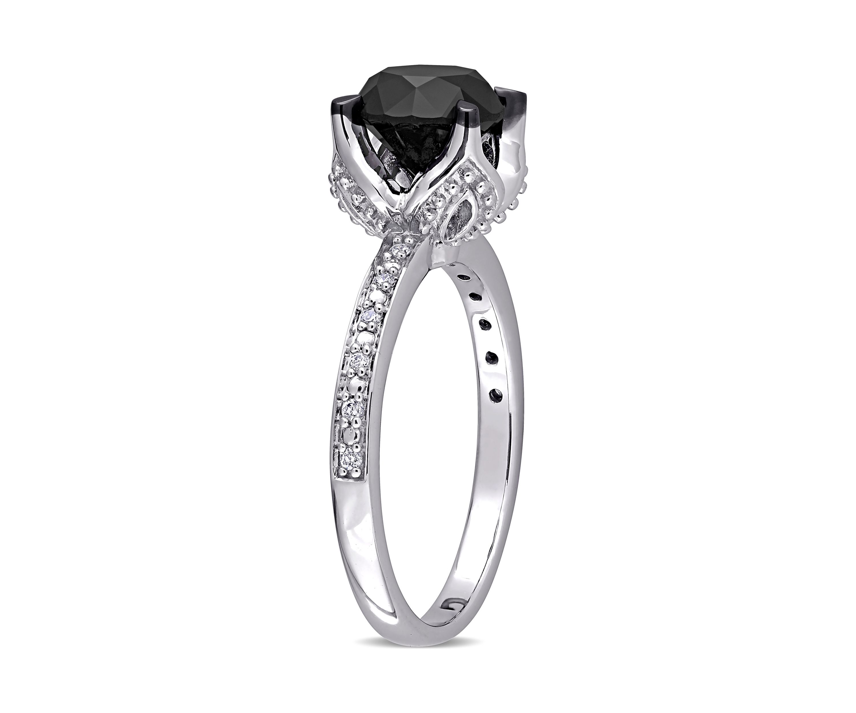 2.06 ct. t.w. Black and White Diamond Engagement Ring in 14k White Gold