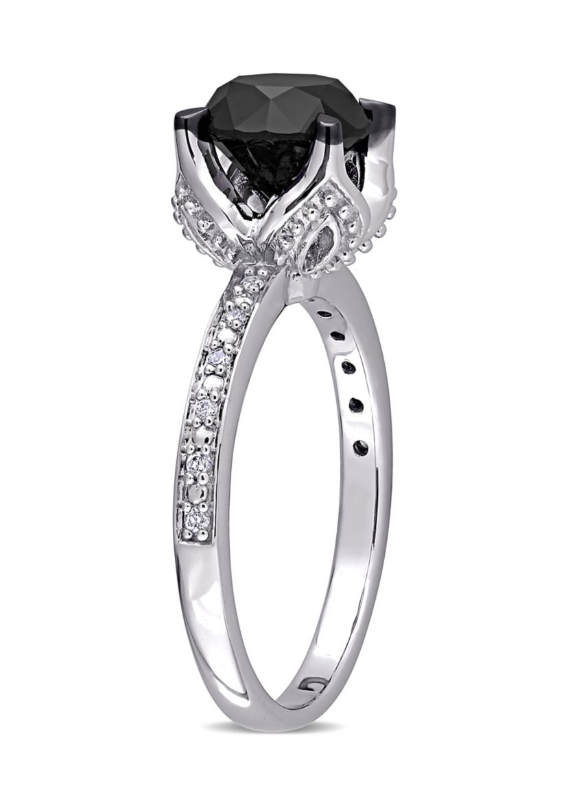 2.06 ct. t.w. Black and White Diamond Engagement Ring in 14k White Gold