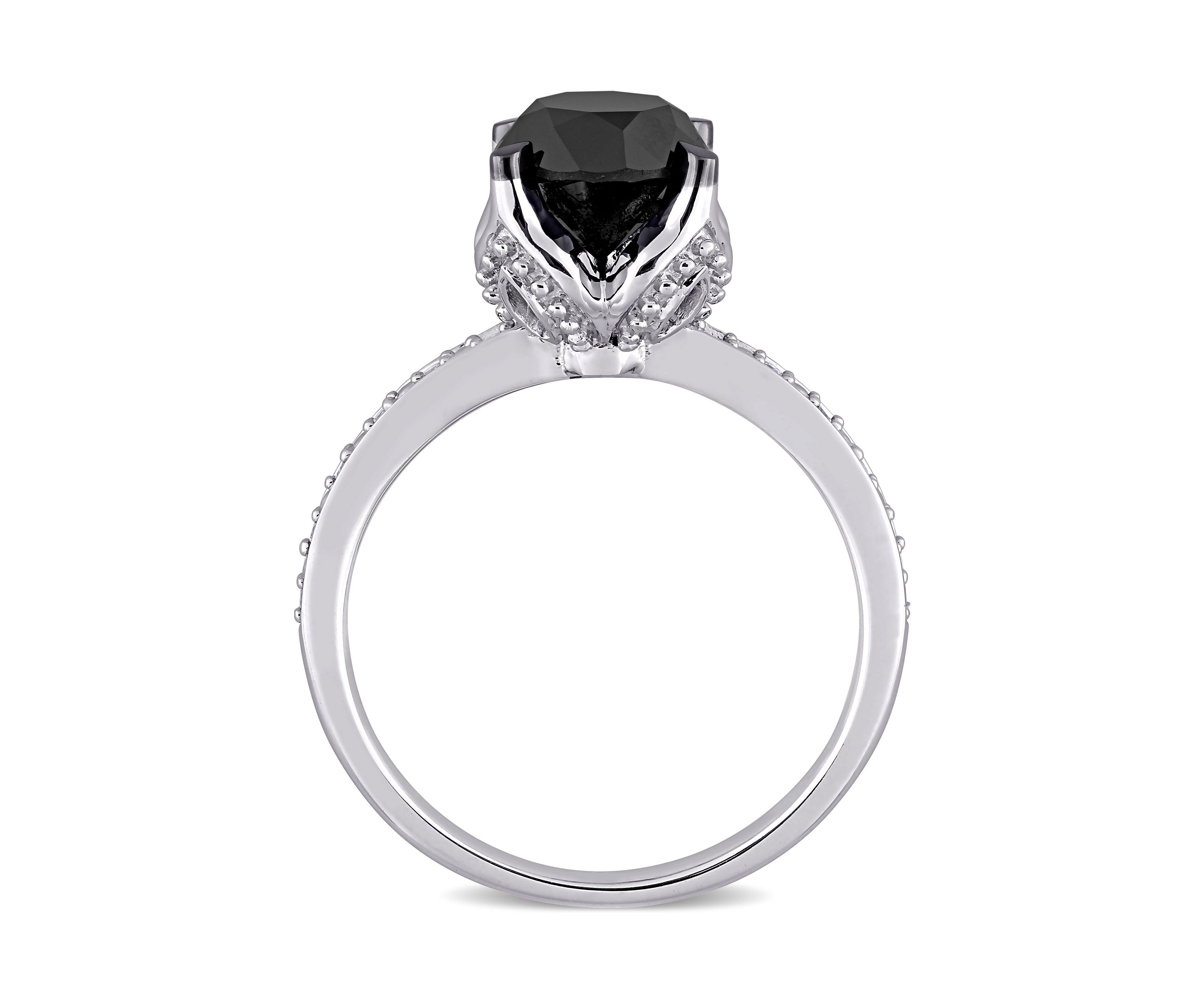 2.06 ct. t.w. Black and White Diamond Engagement Ring in 14k White Gold