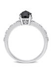 1.04 ct. t.w. Black and White Diamond Oval Vintage Ring in 10k White Gold