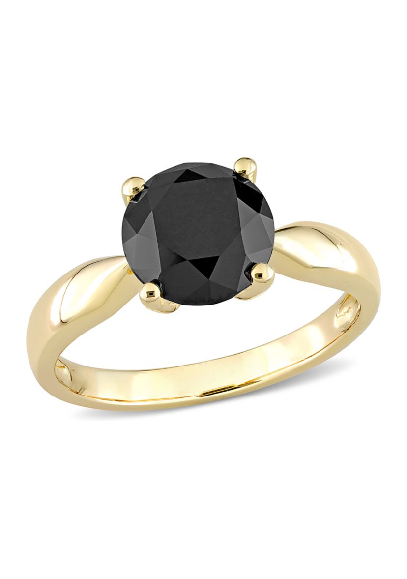 3 ct. t.w. Black Diamond Solitaire Engagement Ring in 10k Yellow Gold