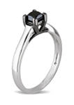 1/2 ct. t.w. Black Diamond Princess Cut Solitaire Ring in 10k White Gold