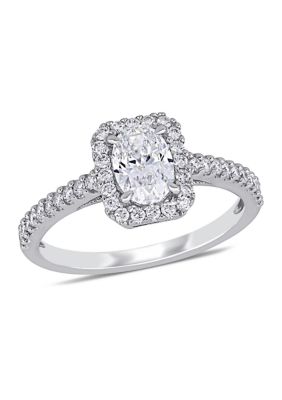 Belk & Co 1 Ct. T.w. Diamond Oval Halo Engagement Ring In 14K White Gold, 8 -  0686692413764