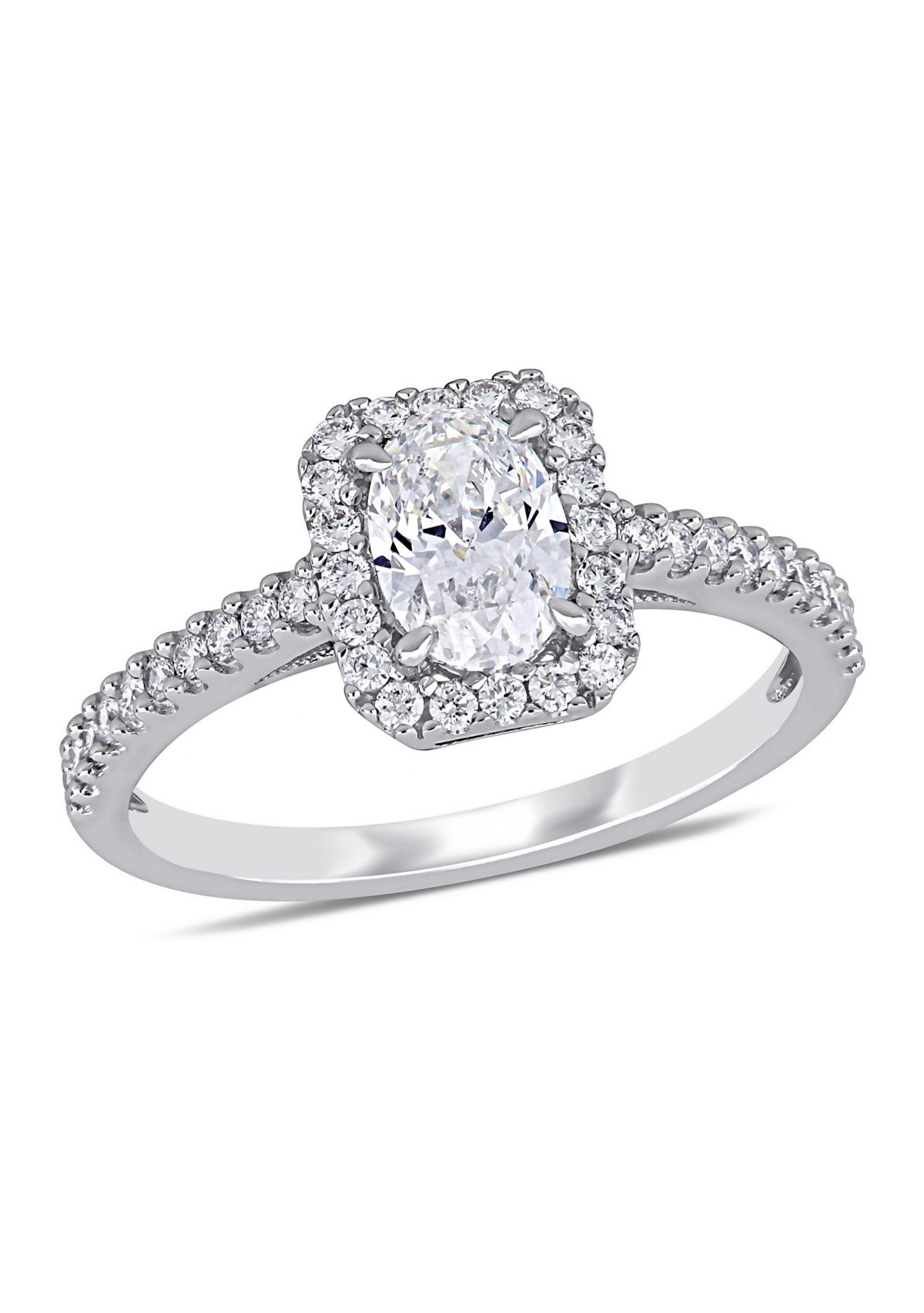 Belk & Co. 1 ct. t.w. Diamond Oval Halo Engagement Ring in 14k White ...