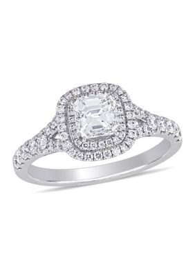 Belk & Co 1.2 Ct. T.w. Diamond Asscher-Cut Halo Split Shank Engagement Ring In 14K White Gold, 8.5 -  0686692412811