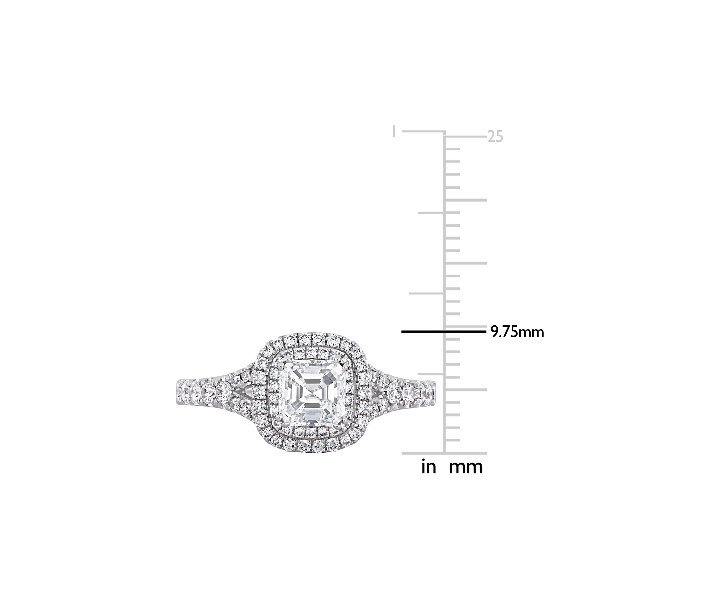 1.2 ct. t.w. Diamond Asscher-Cut Halo Split Shank Engagement Ring in 14k White Gold