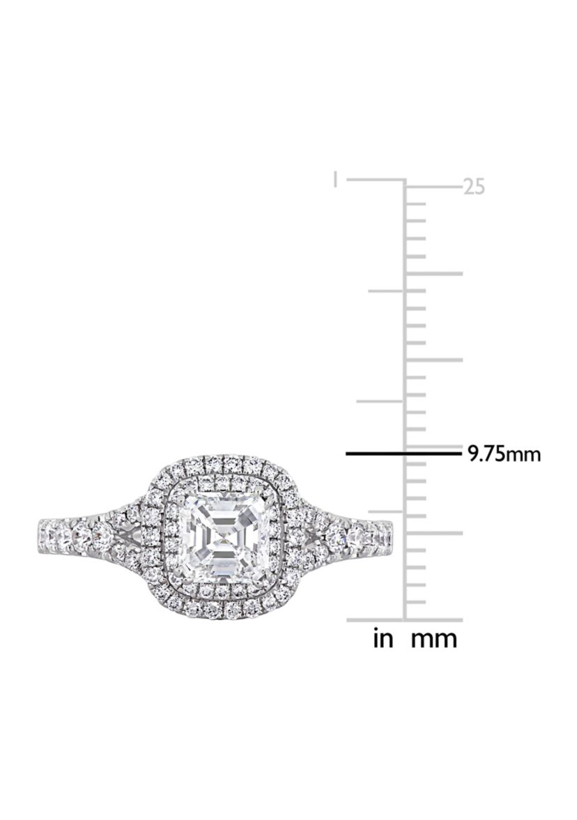 1.2 ct. t.w. Diamond Asscher-Cut Halo Split Shank Engagement Ring in 14k White Gold