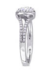 3/4 ct. t.w. Diamond Oval Heart Halo Engagement Ring in 14k White Gold