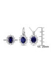 3-Piece Created Blue and White Sapphire 1/10 CT TW Diamond Necklace, Earrings and Ring Set in Sterling Silver