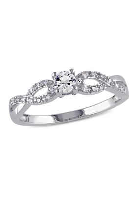 Belk & Co Created White Sapphire And 1/10 Ct. T.w. Diamond Infinity Ring In Sterling Silver