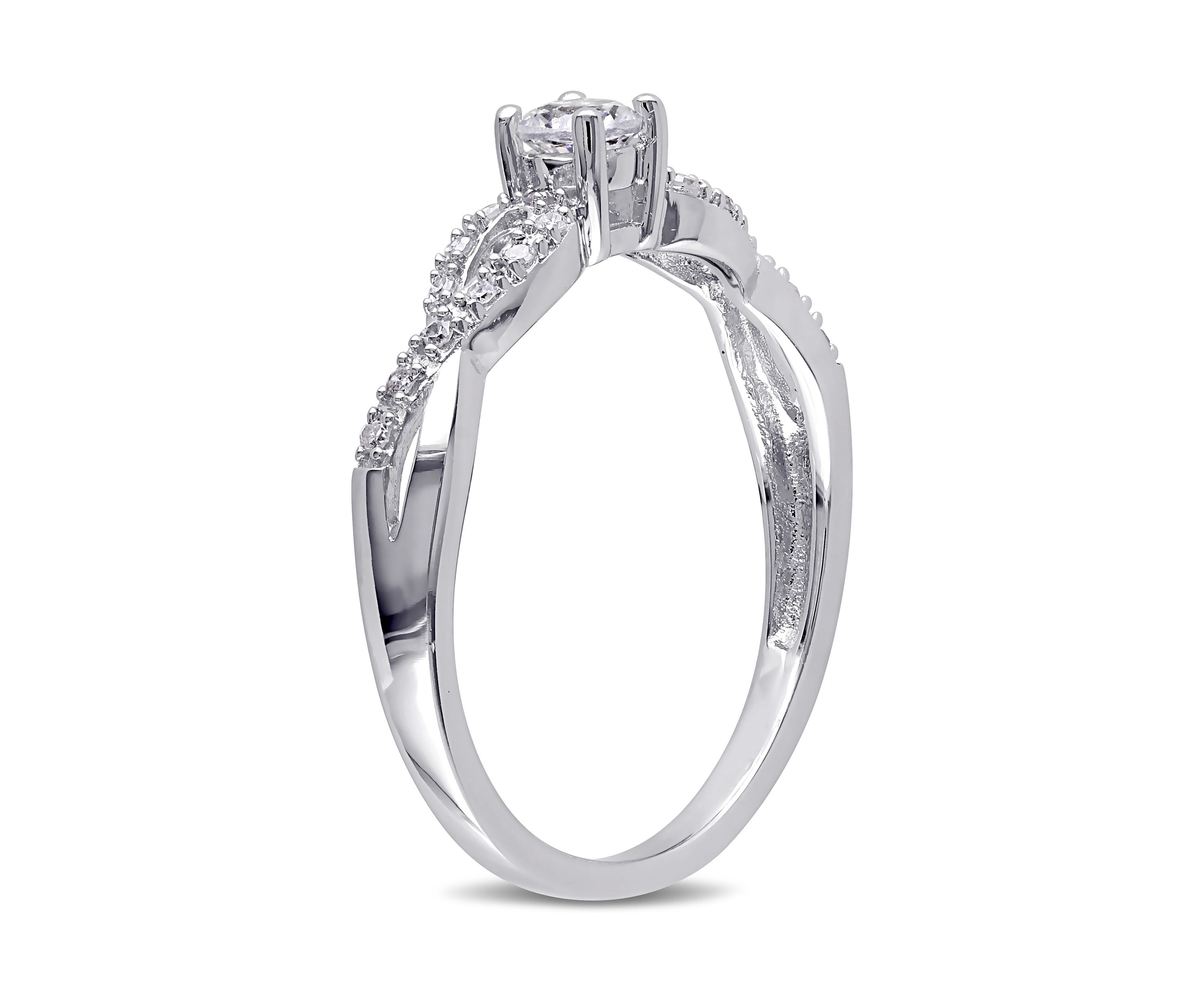 Created White Sapphire and 1/10 ct. t.w. Diamond Infinity Ring in Sterling Silver