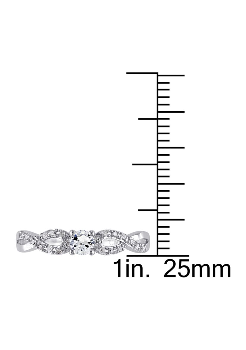 Created White Sapphire and 1/10 ct. t.w. Diamond Infinity Ring in Sterling Silver